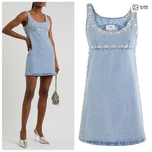 Coperni Embellished Blue Denim Dress Size 8